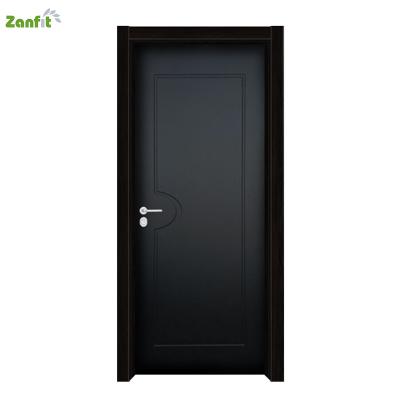 black simple solid wood interior door